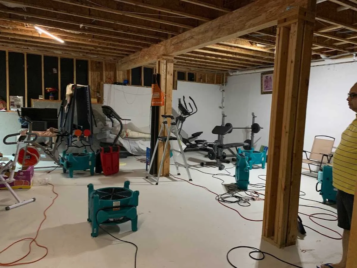 Basement drying equipment setup for Structural Drying in Lemont